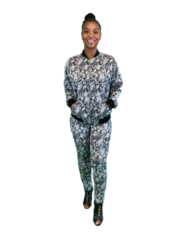 Custom made floral Bomber Jacket And Pants.