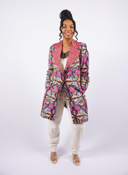 African print Jacket with tuxedo pants,fully lined